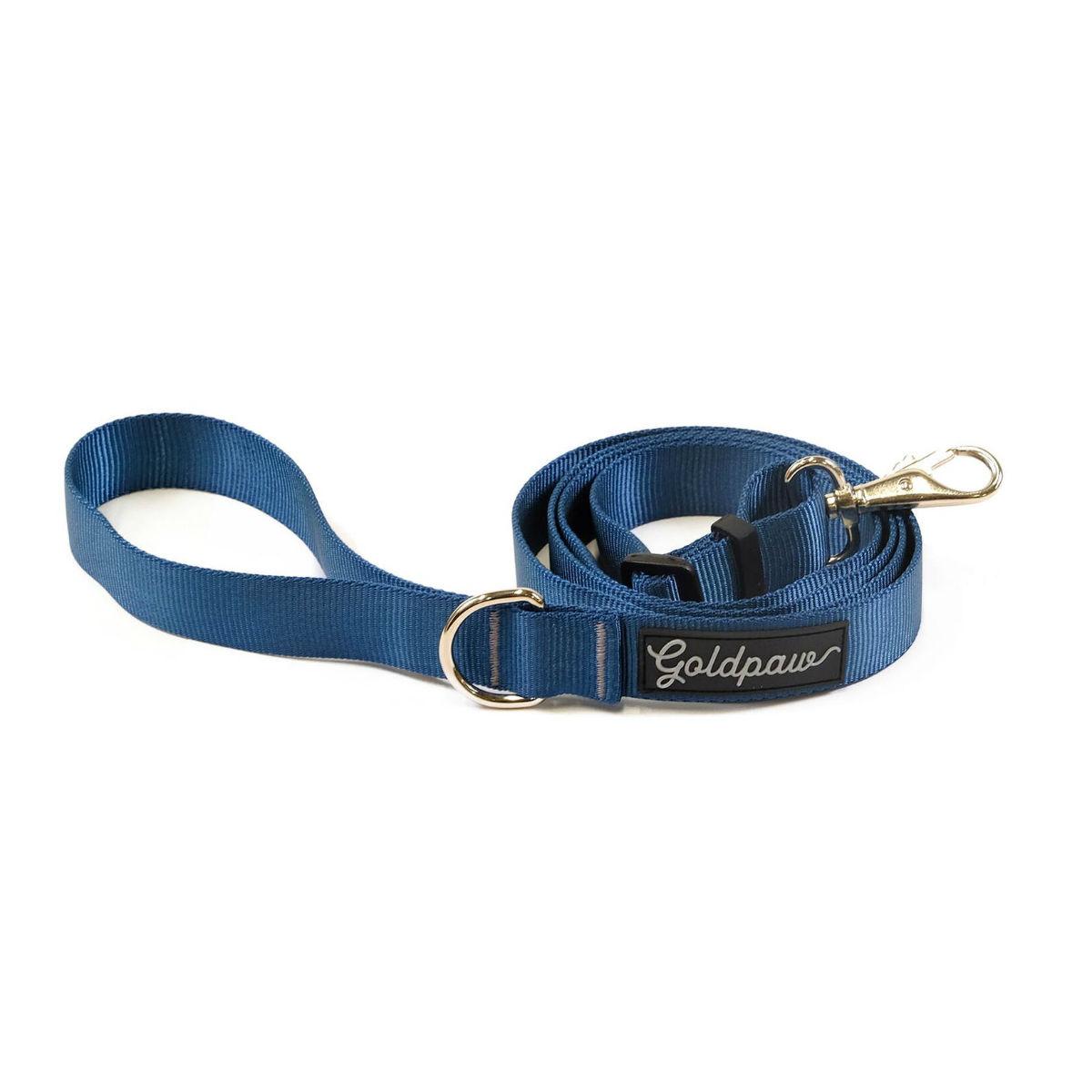 Gold Paw Adjustable Length Dog Leash - Marine Blue