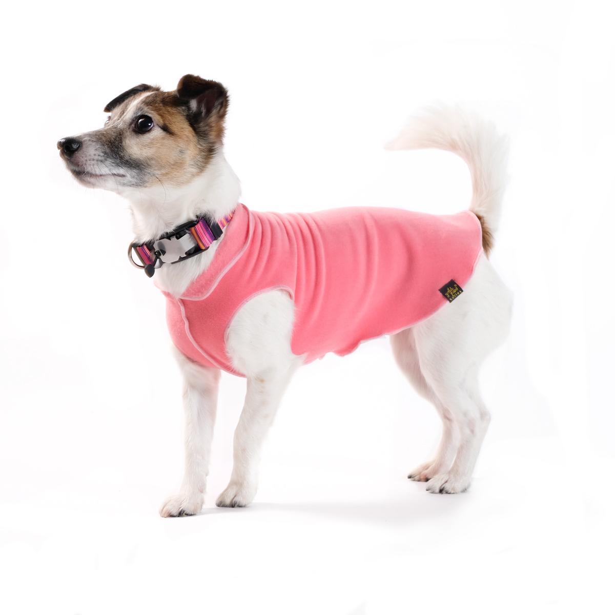 Gold Paw Fleece Dog Jacket - Coral Pink