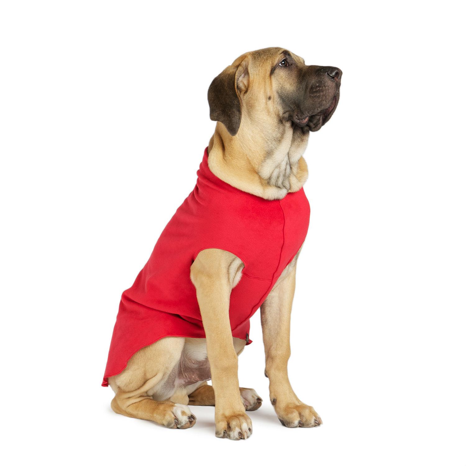 Gold Paw Fleece Dog Jacket - Red
