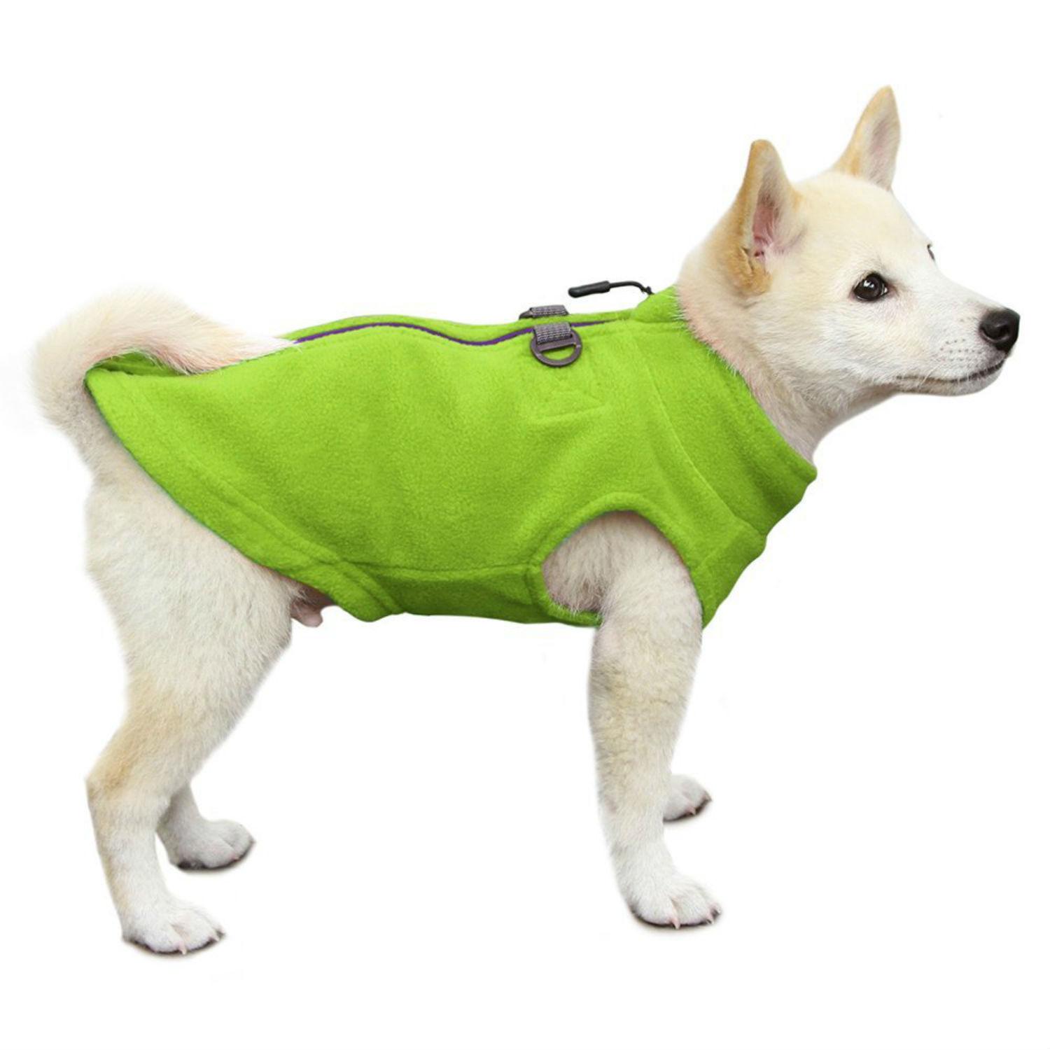 Gooby Zip Up Fleece Dog Vest - Lime