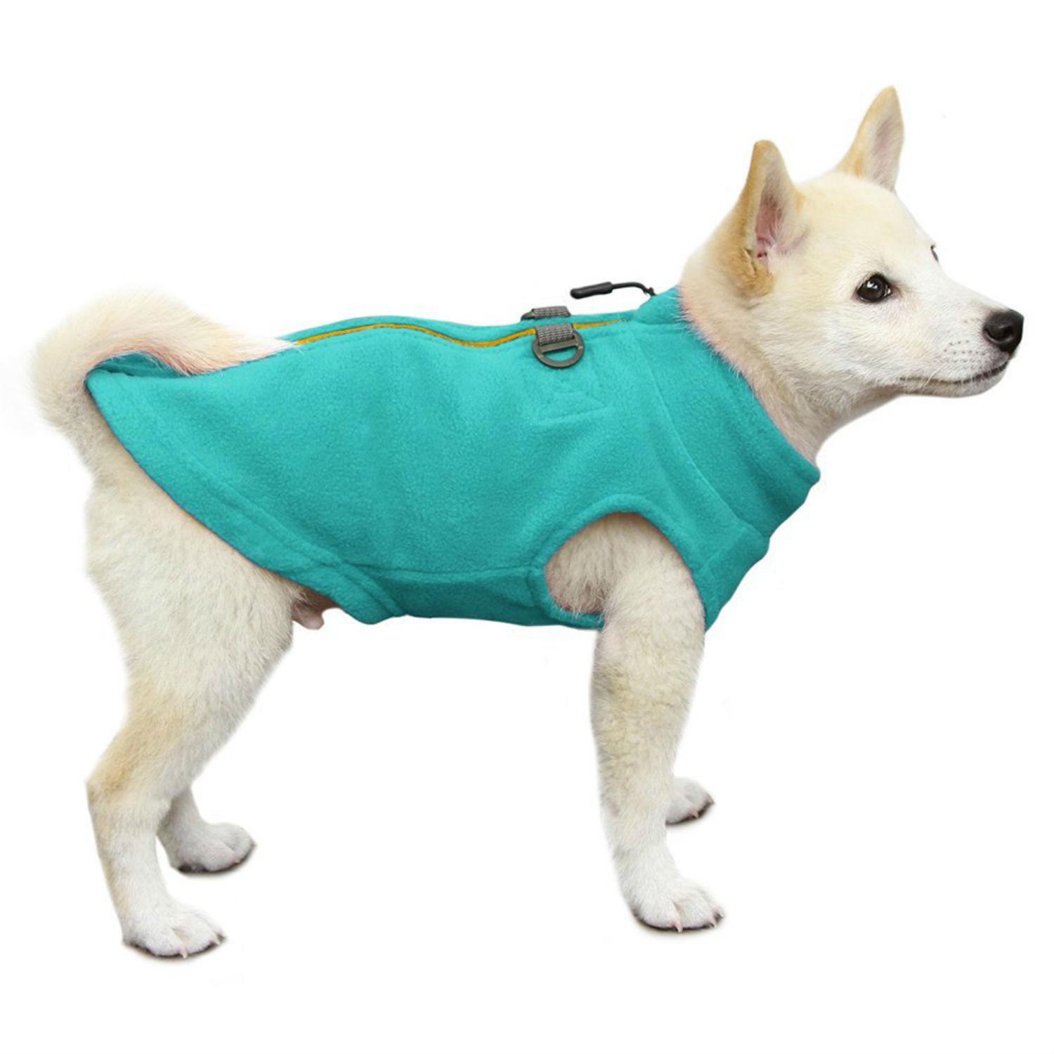 Gooby Zip Up Fleece Dog Vest - Turquoise