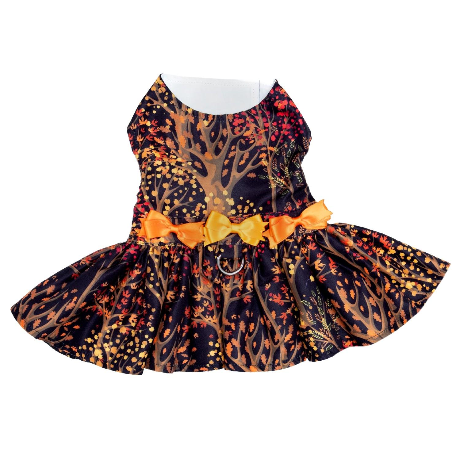 Fall Leaves Dog Harness Dress by Doggie Design