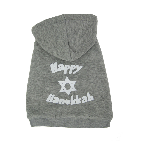Happy Hanukkah Dog Hoodie - Gray