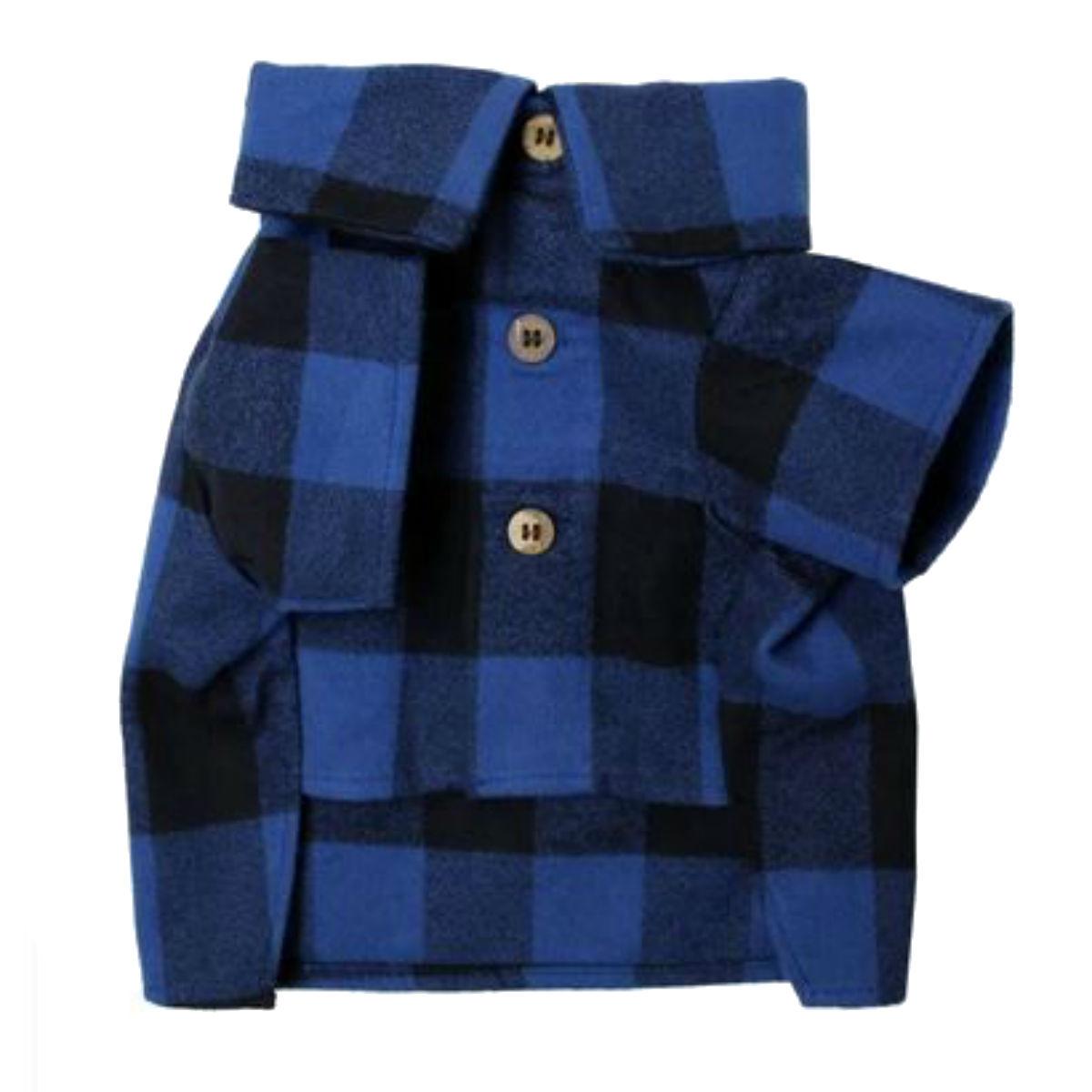 Dog Threads Pacifica Flannel Dog Shirt - Blue and Black Plaid