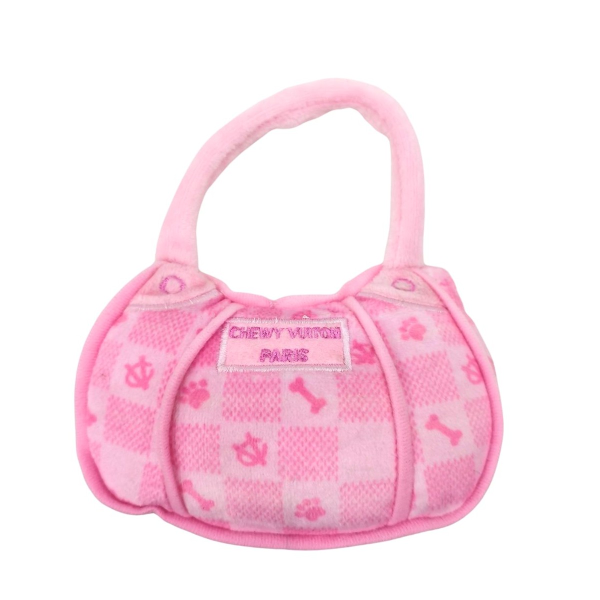 Haute Diggity Dog Chewy Vuiton Handbag Plush Dog Toy - Pink Checker