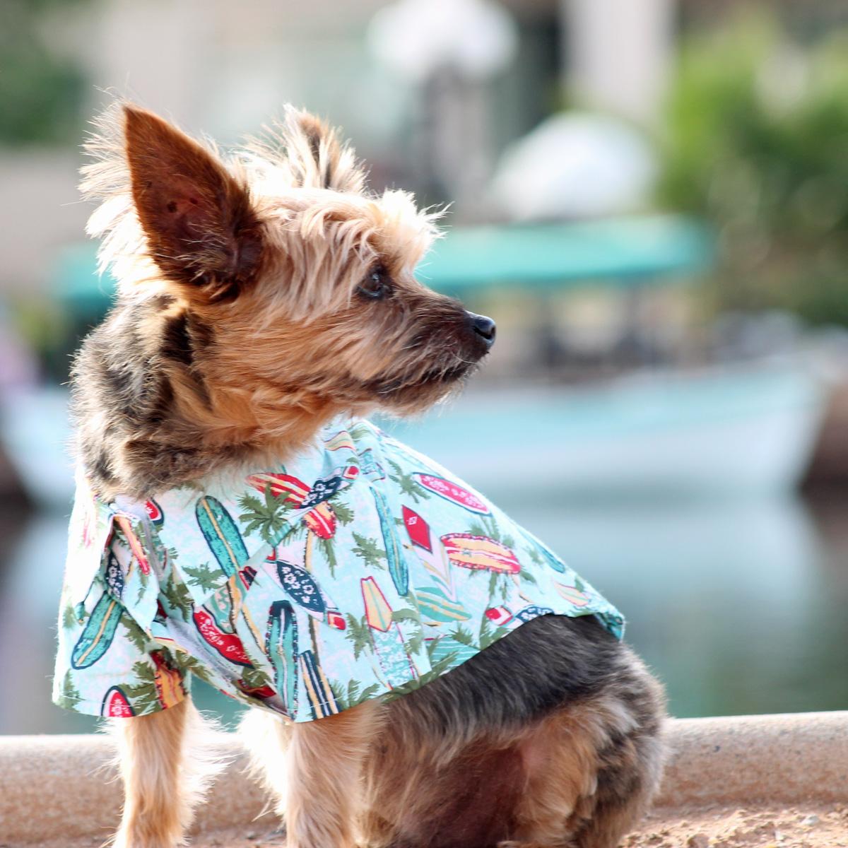 Hawaiian Camp Shirt by Doggie Design - Surfboards and Palms