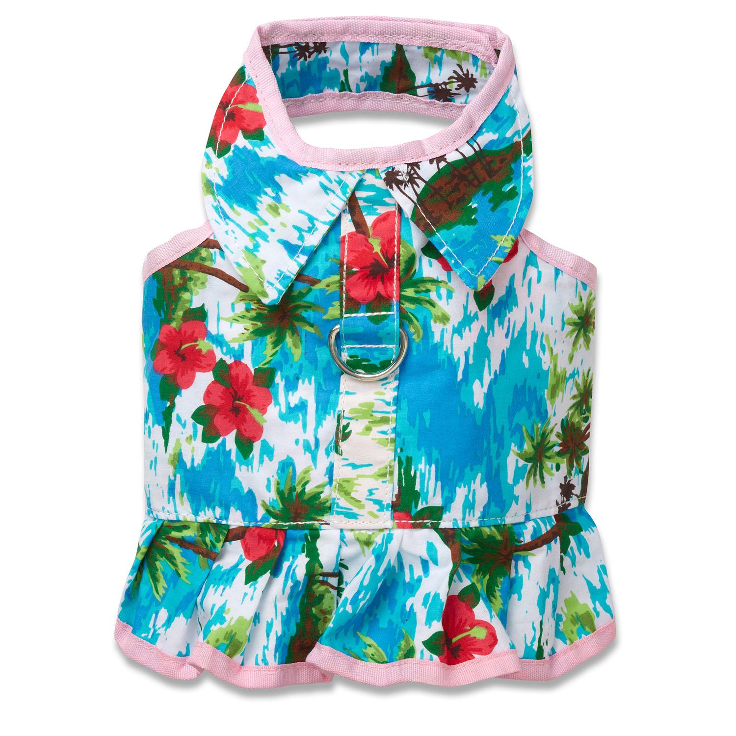 Doggles Hawaiian Flower Dress Harness - Pink Trim