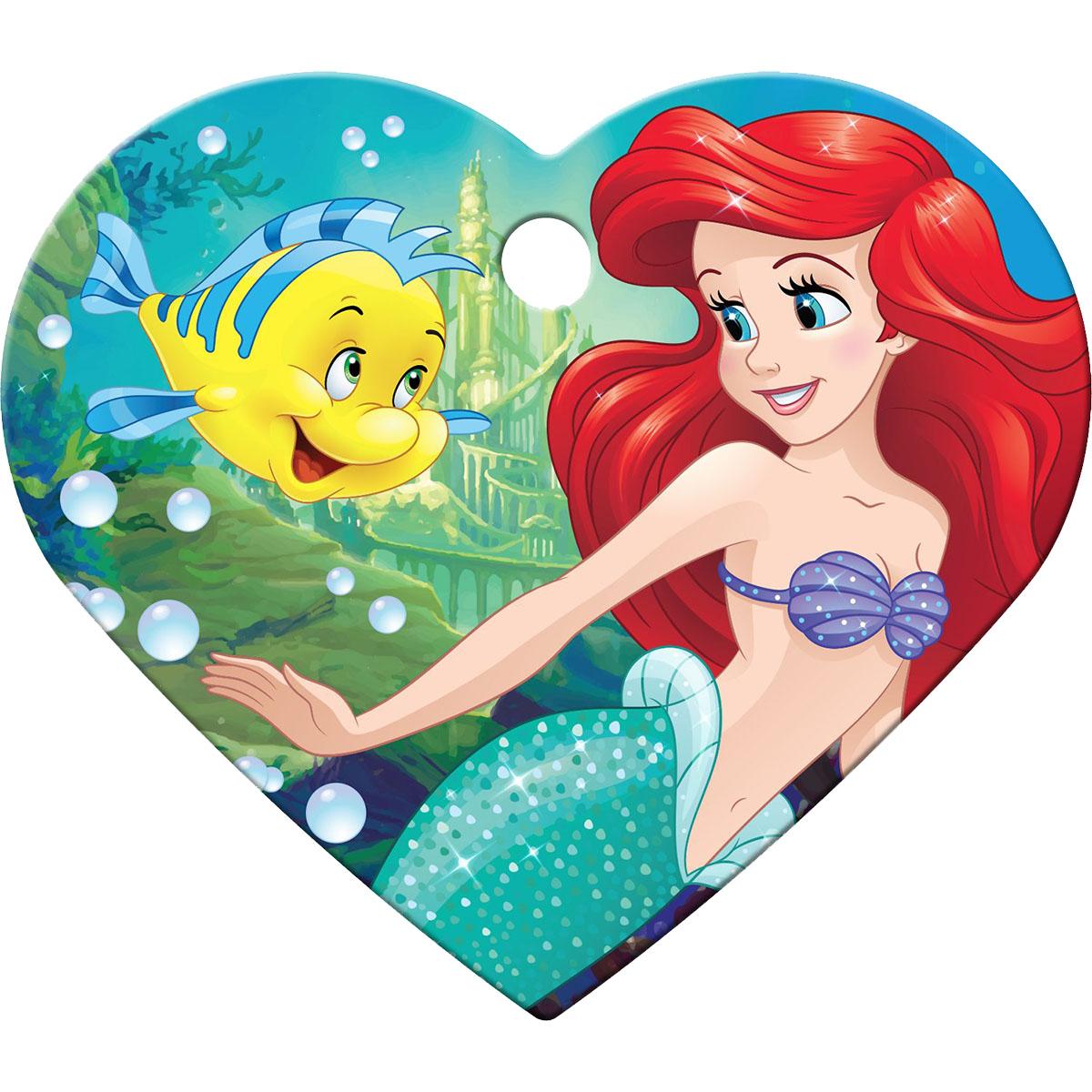Heart Large Engravable Pet I.D. Tag - Disney© Ariel and Flounder