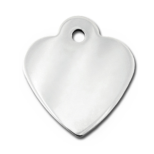 Heart Small Engravable Pet I.D. Tag - Chrome