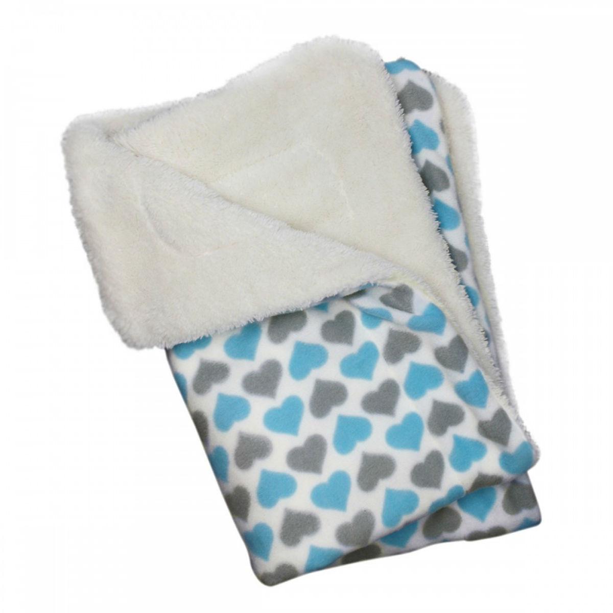 Klippo Hearts Ultra-Plush Dog Blanket - Blue and Gray