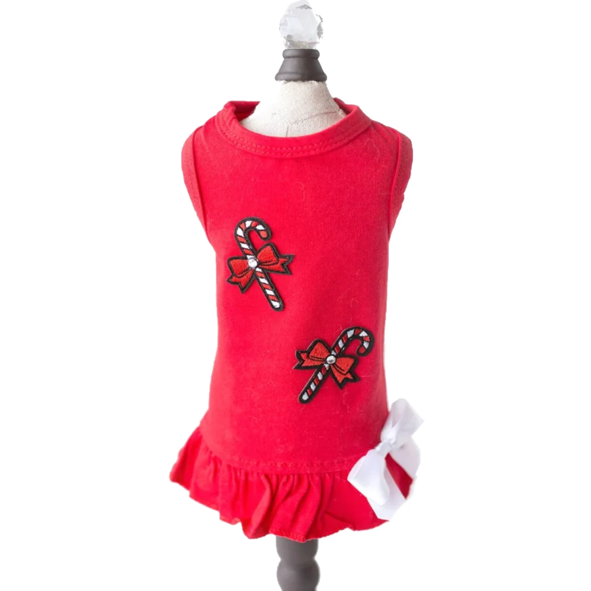 Hello Doggie Candy Cane Dog Dress - Red