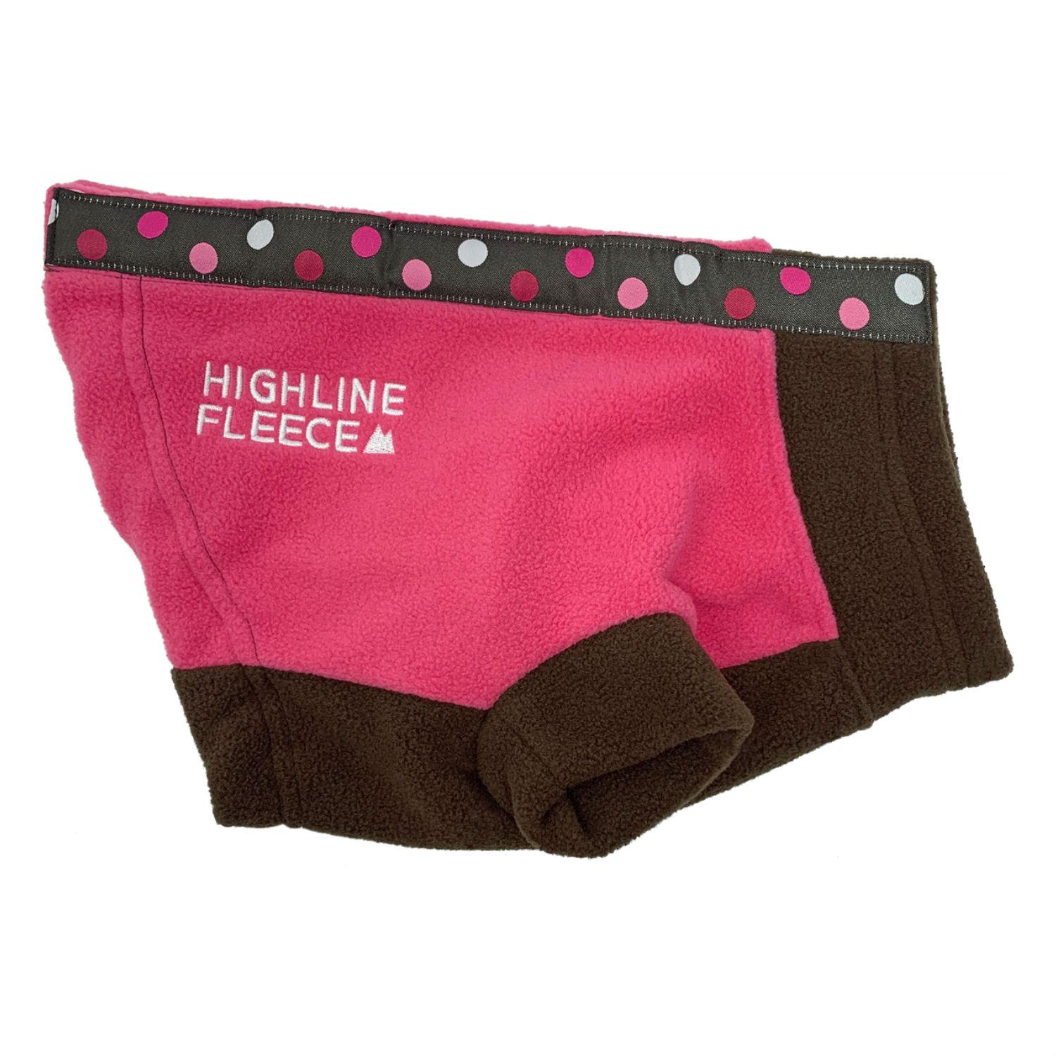 Highline Fleece Dog Coat by Doggie Design - Pink and Brown Polka Dots