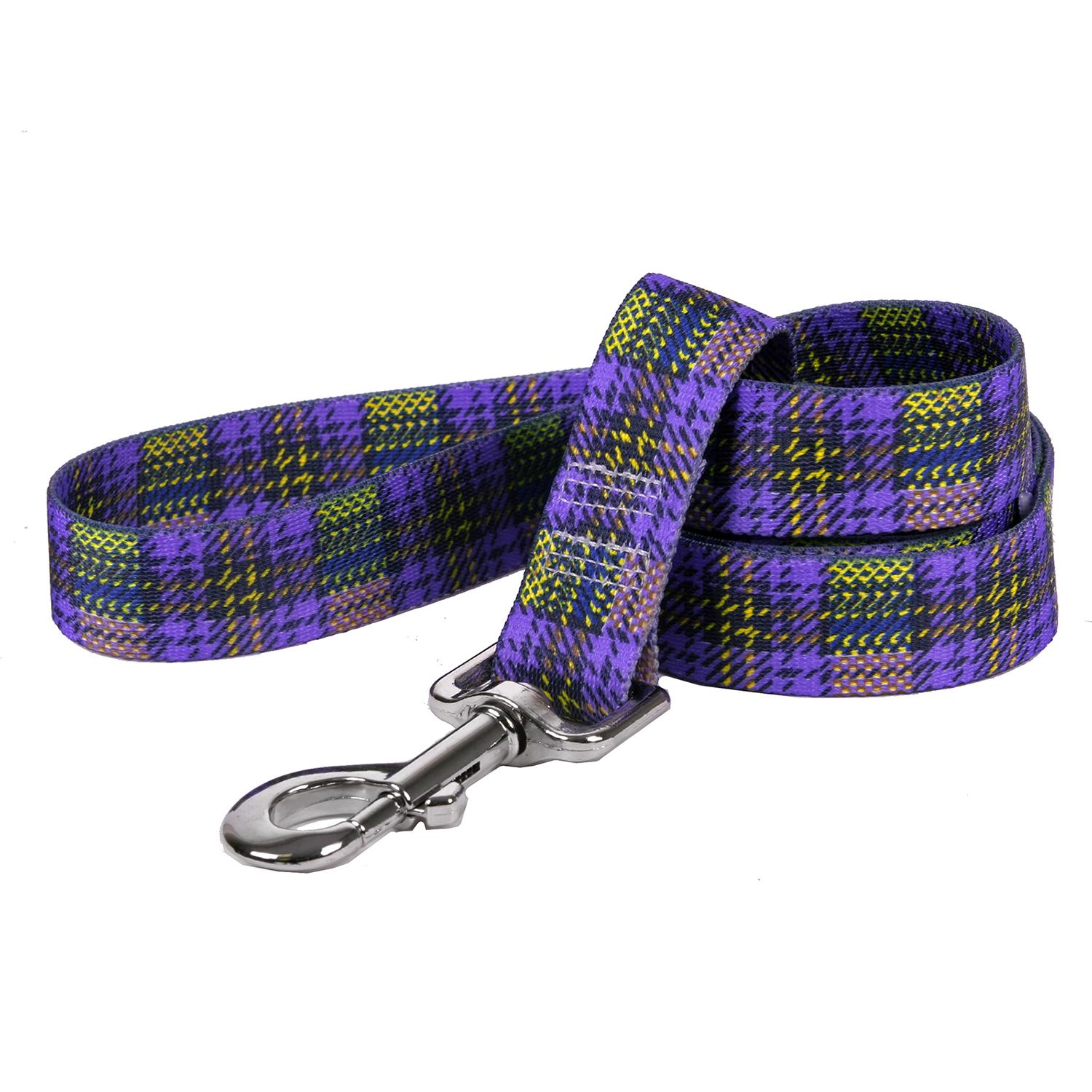 Highland Plaid Dog Leash by Yellow Dog - Purple