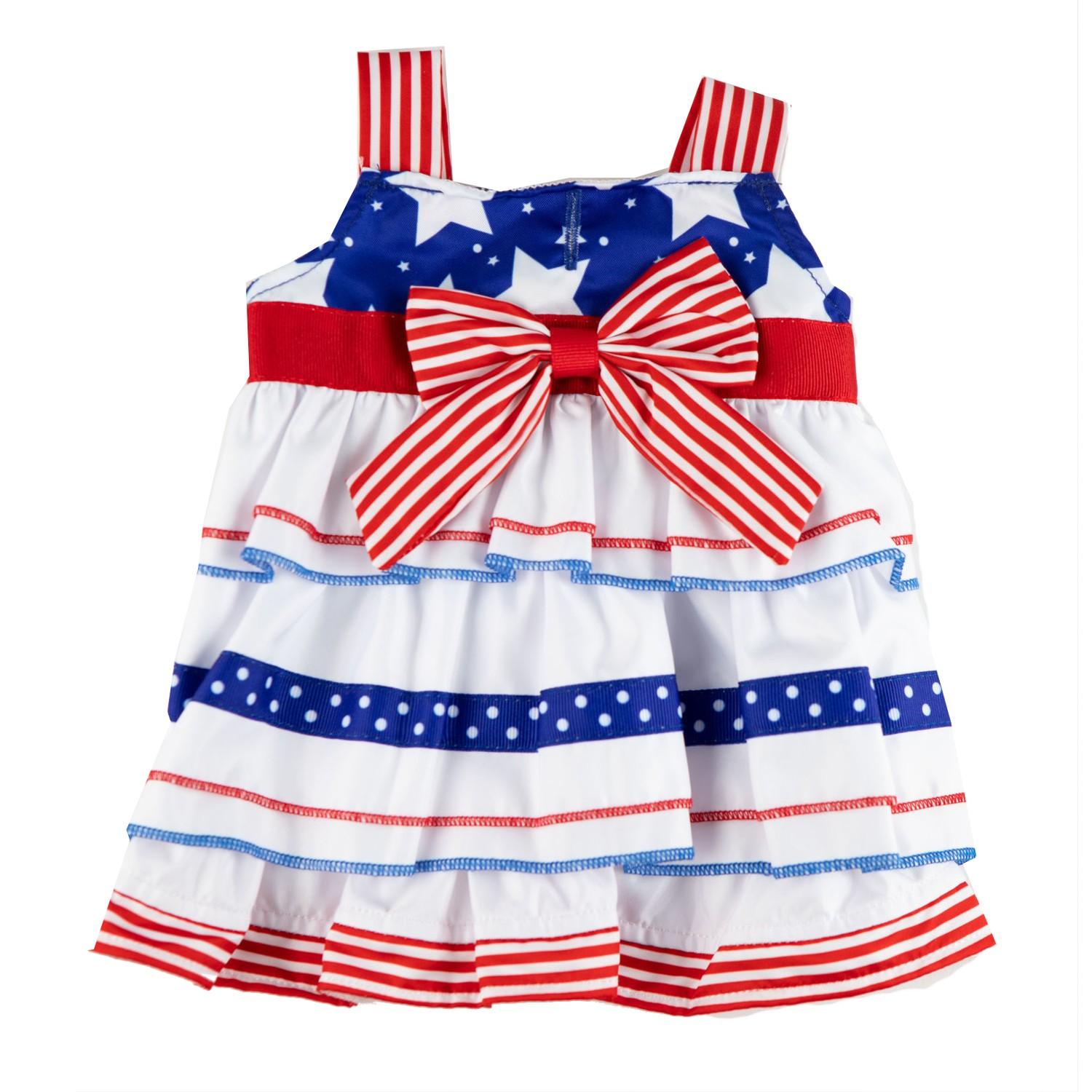 Max's Closet Americana Stars & Stripes Ruffle Dog Dress