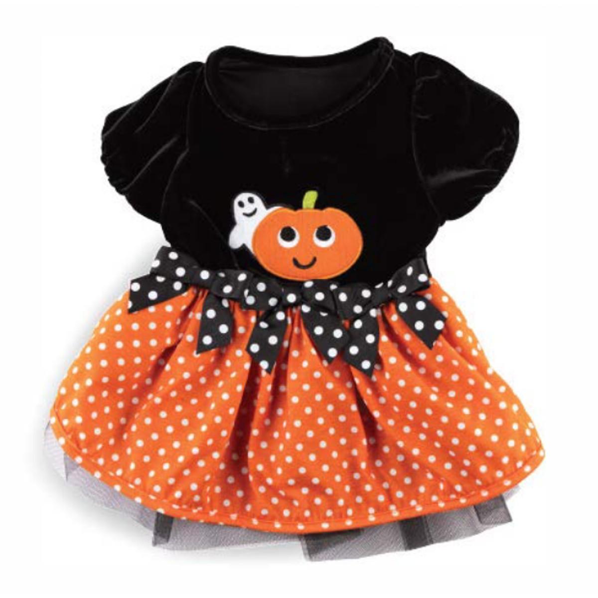 Max's Closet Halloween Dog Dress - Pumpkin Polka Dot