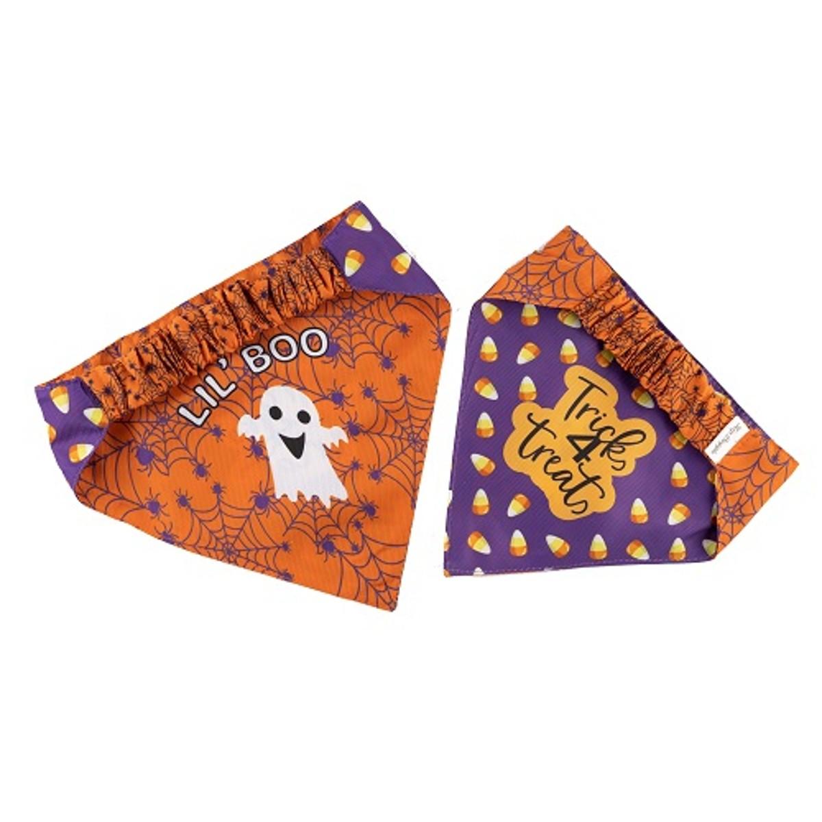 Hip Doggie Halloween Reversible Scrunchy Dog Bandana - Trick Or Treat