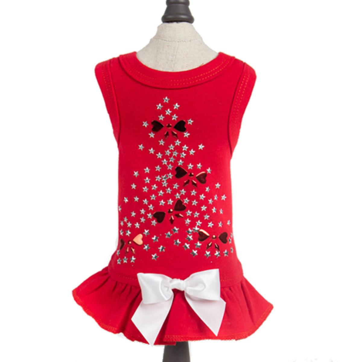 Hello Doggie Holiday Sparkle Dog Dress - Red