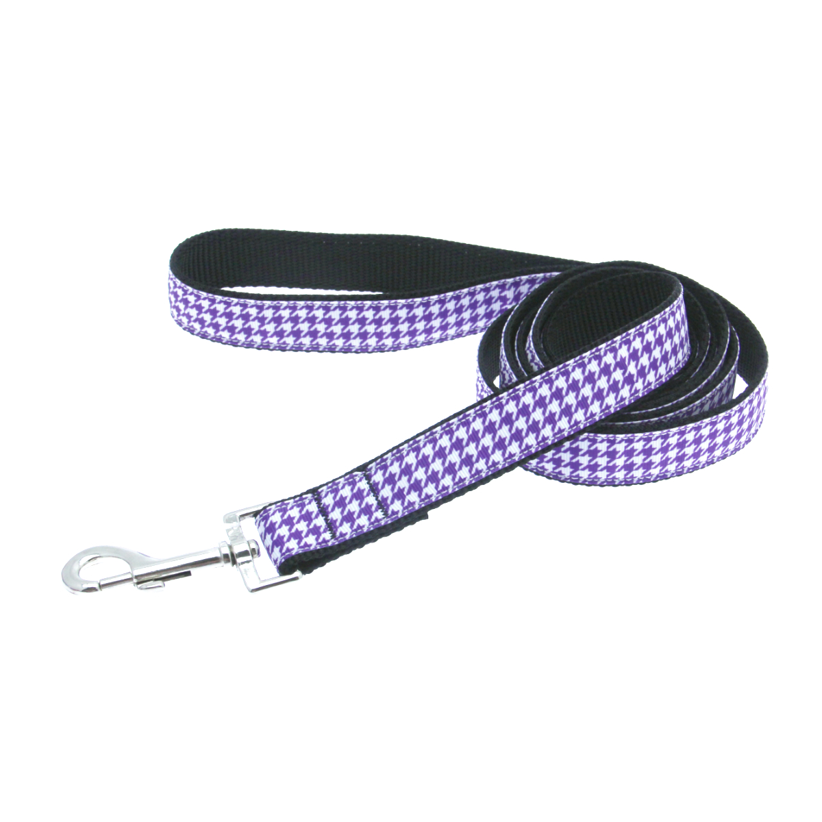 Houndstooth Nylon Dog Leash - Purple