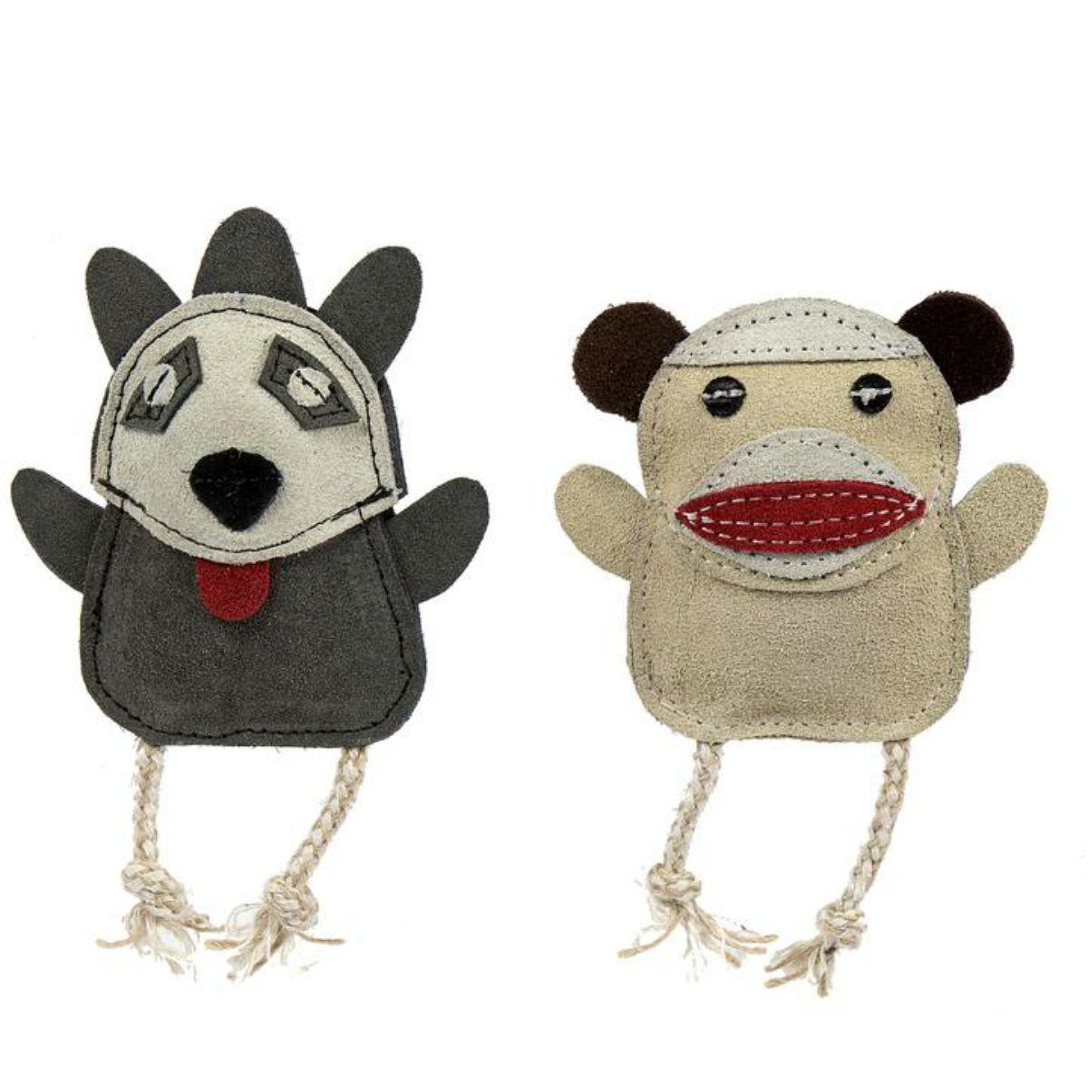 HuggleHounds Naturals Wee Buddie Dog Toy - Monkey and Raccoon
