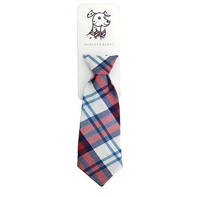 Huxley & Kent Long Tie Collar Attachment Dog Necktie - Americana Madras