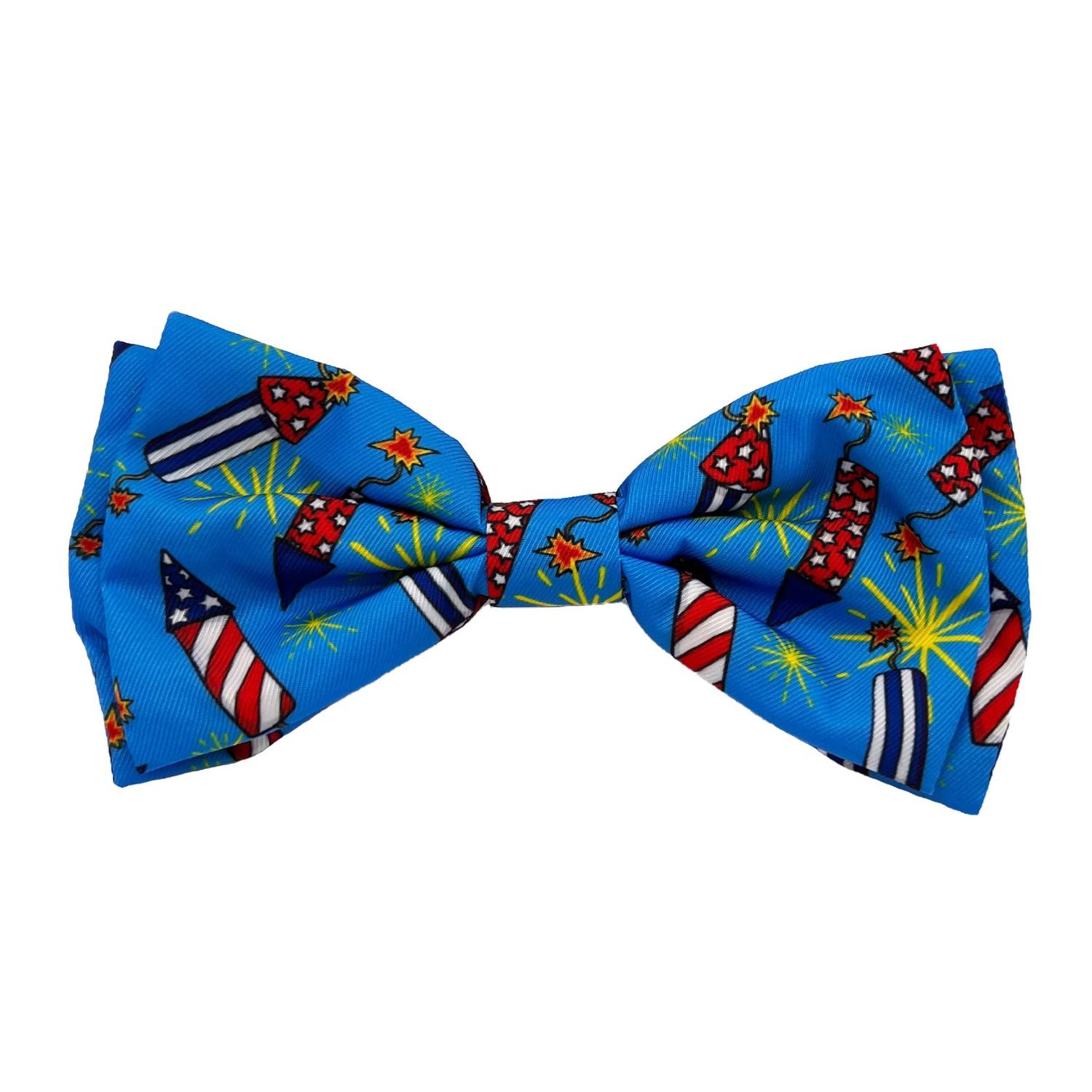 Huxley & Kent Patriotic Dog and Cat Bow Tie Collar Attachment - Firecrackers