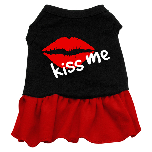Kiss Me Dog Dress - Black with Red Skirt