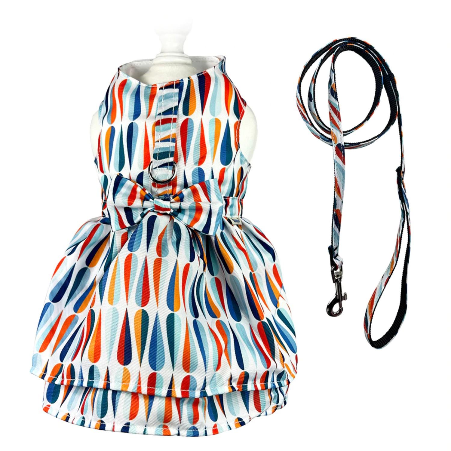 Klippo Chic Raindrop Dog Harness Dress with Matching Leash