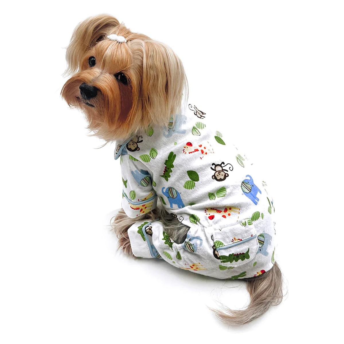 Klippo Zoo Animals Flannel Dog Pajamas with 2 Pockets