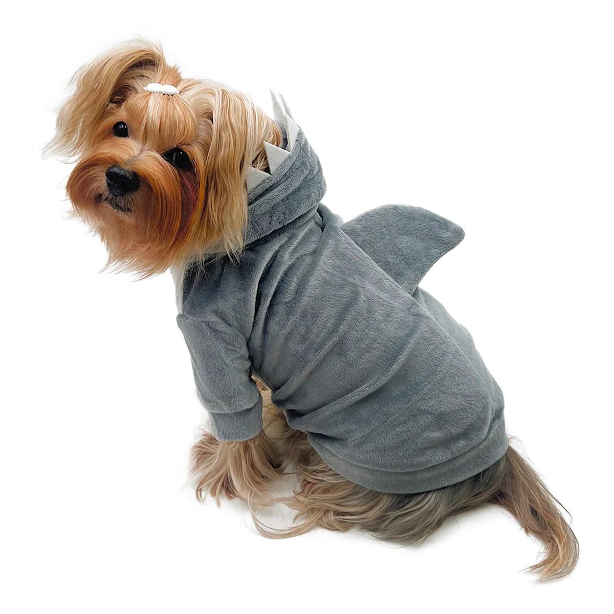 Klippo Ultra Plush Shark Costume Dog Hoodie with Fin & Teeth