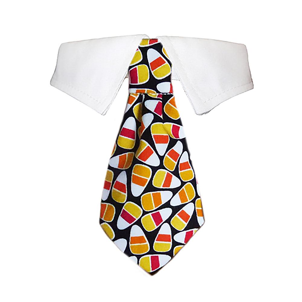 Pooch Outfitters Autumn Dog Shirt Collar and Tie - Candy Corn
