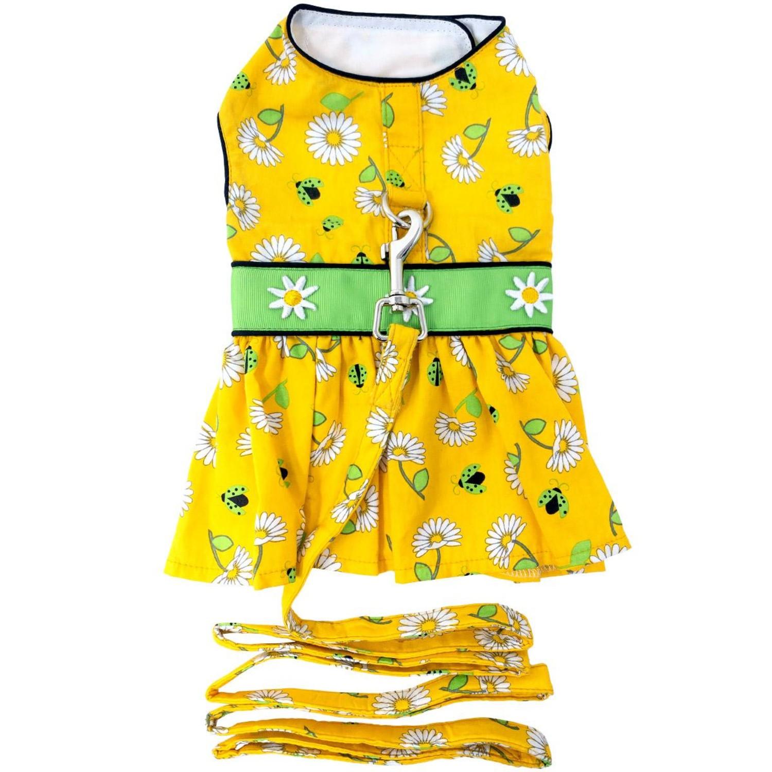 Ladybugs and Daisies Dog Harness Dress with Leash by Doggie Design