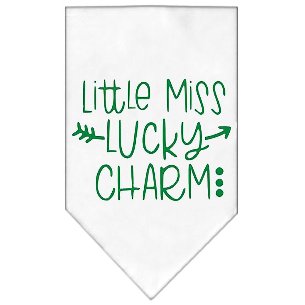Little Miss Lucky Charm Screen Print Dog Bandana - White