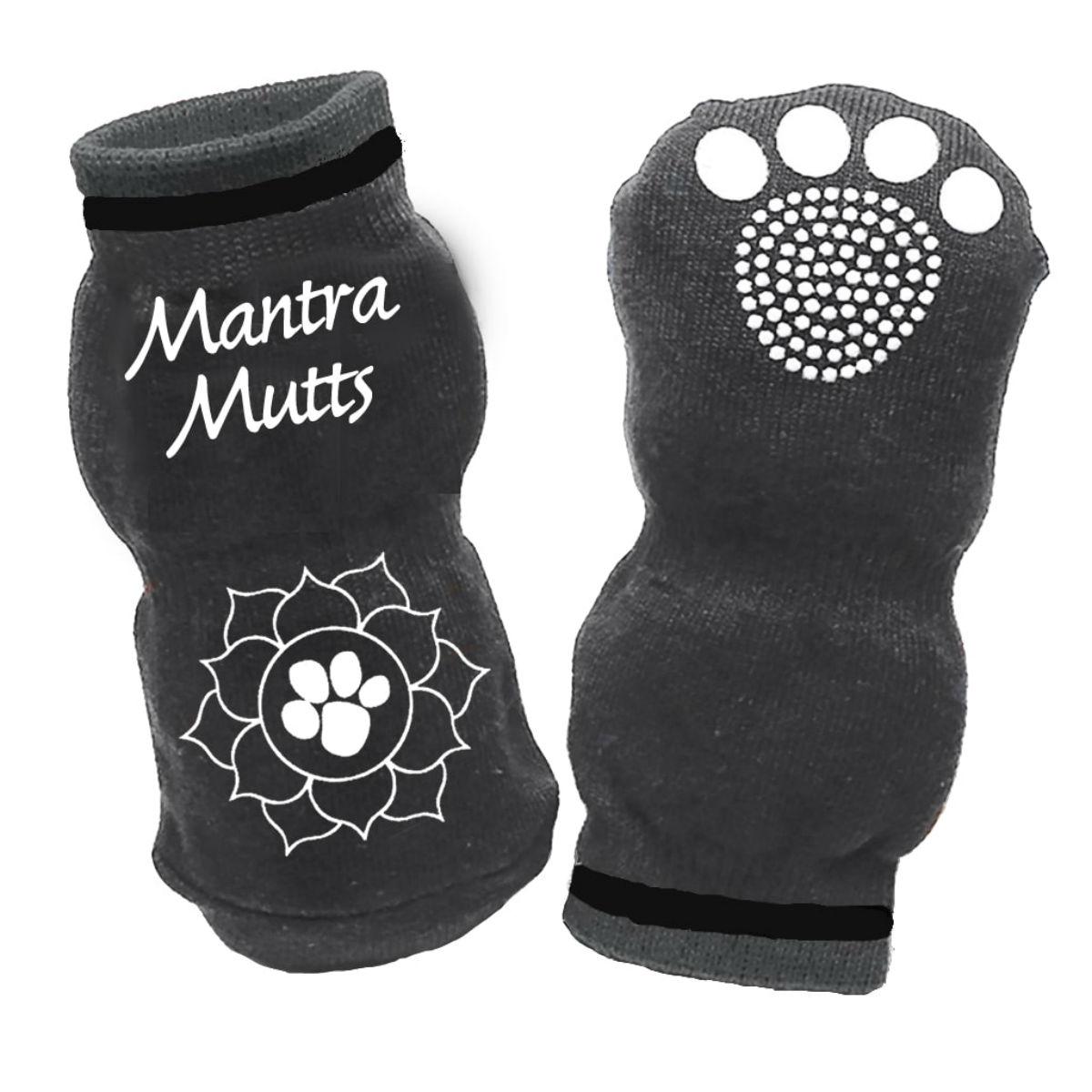 Muttluks Mantra Muttsoks Dog Socks - Gray Lotus Paw