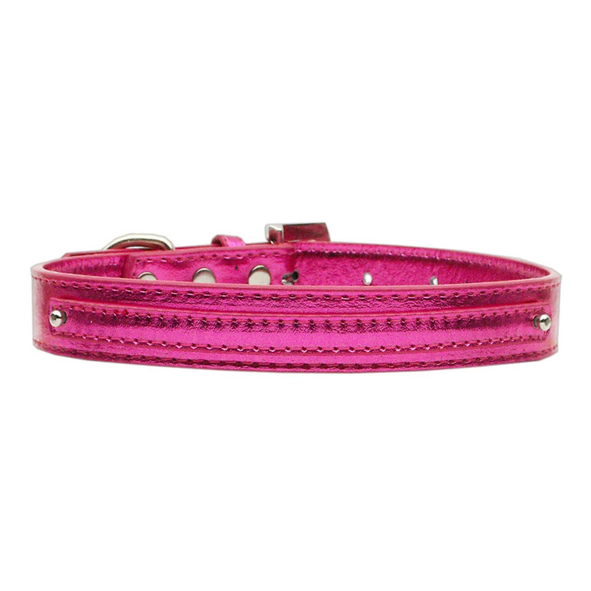 Metallic Two Tiered Dog Collar with 10MM Letter Strap - Pink
