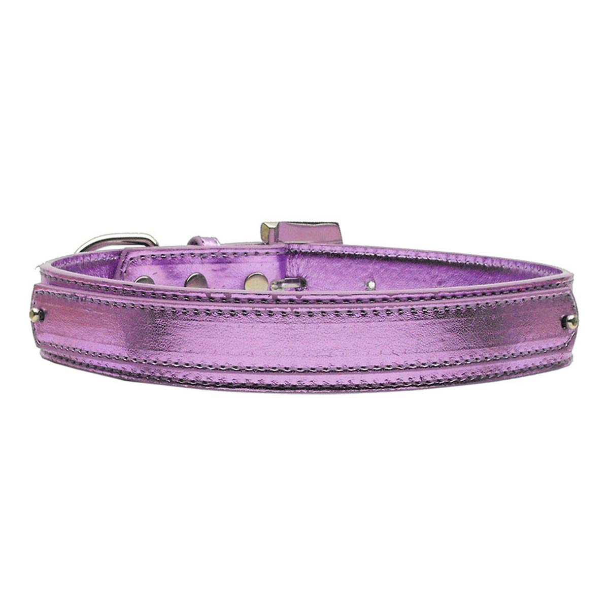 Metallic Two Tiered Dog Collar with 18MM Letter Strap - Purple