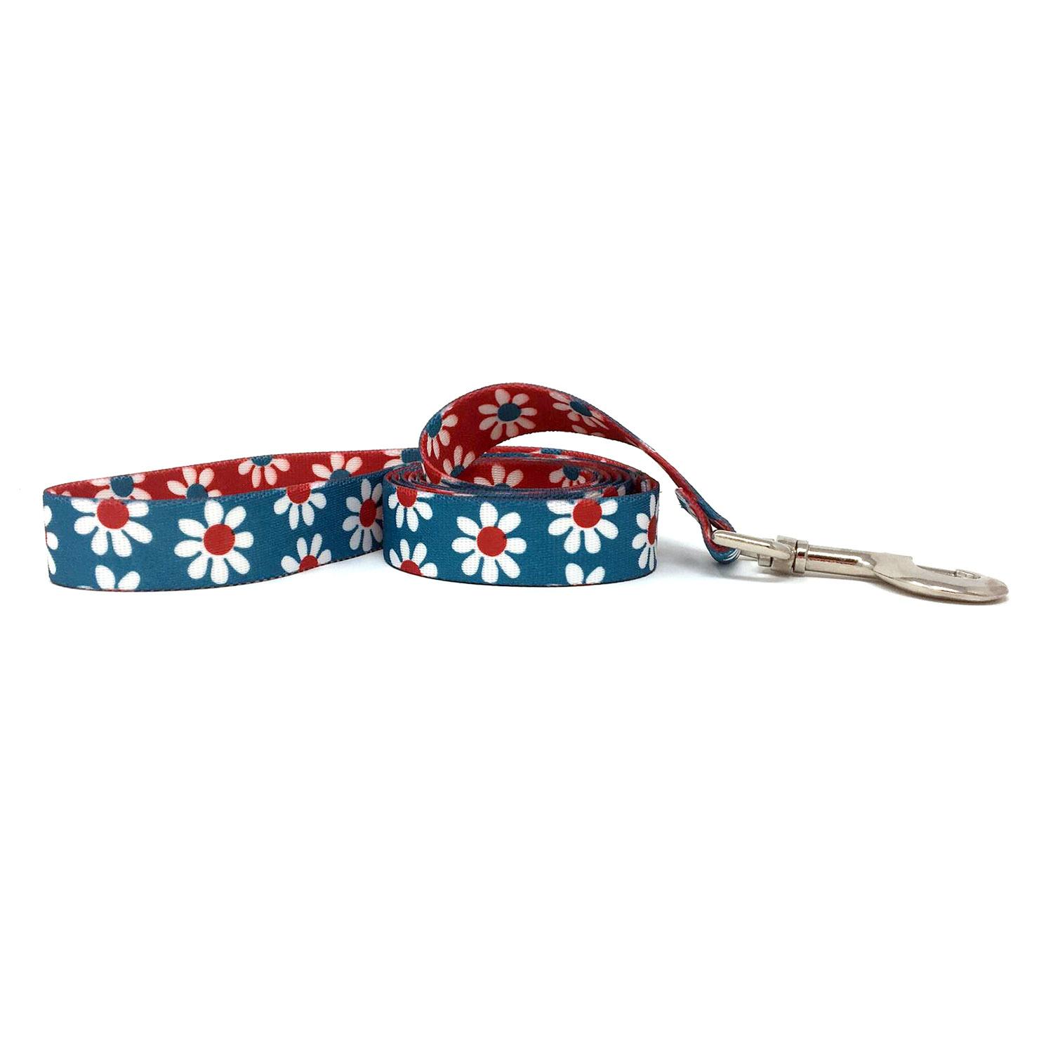 Mix and Match Daisy Dog Leash by Yellow Dog - Teal and Red