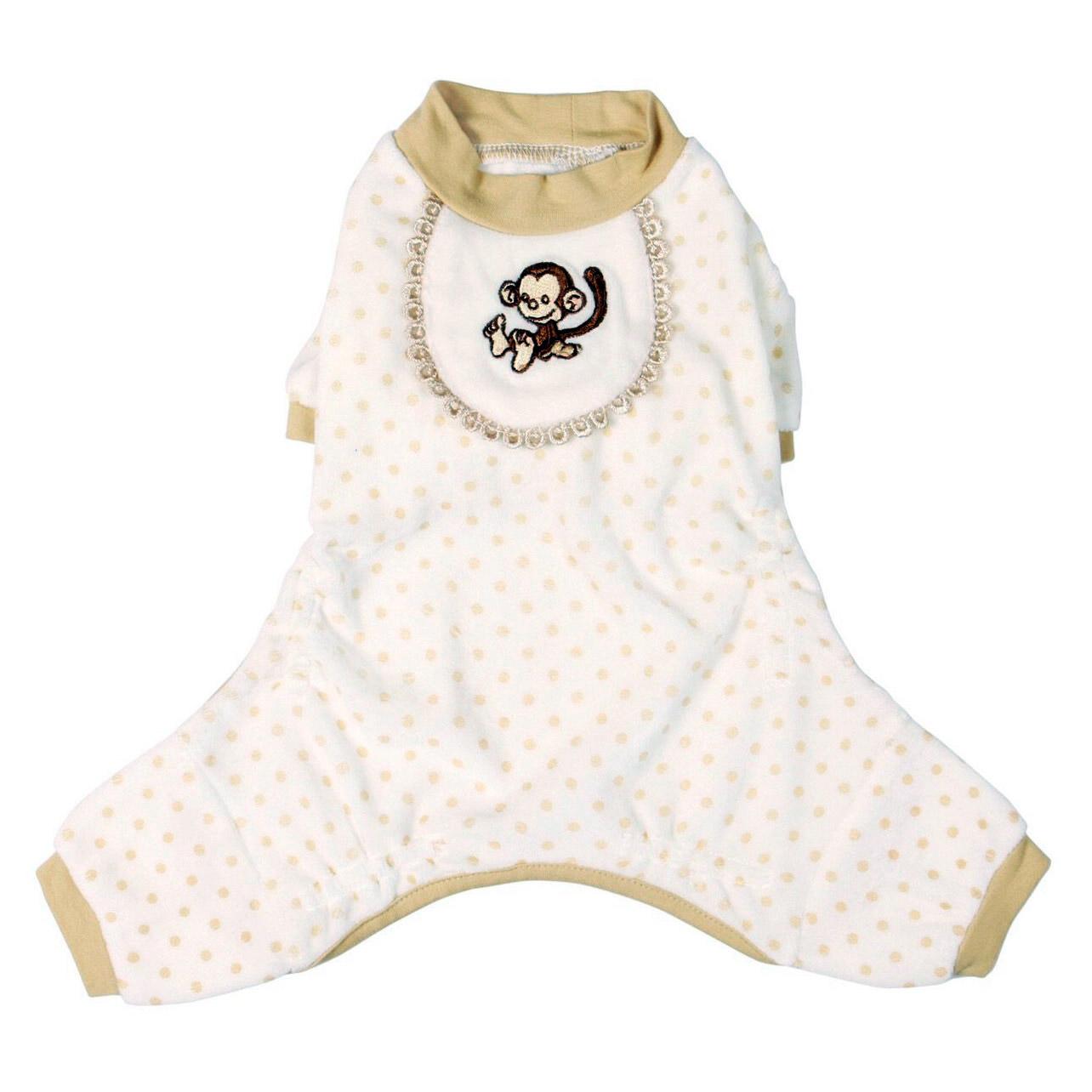 Pooch Outfitters Monkey Design Dog Pajamas - Beige