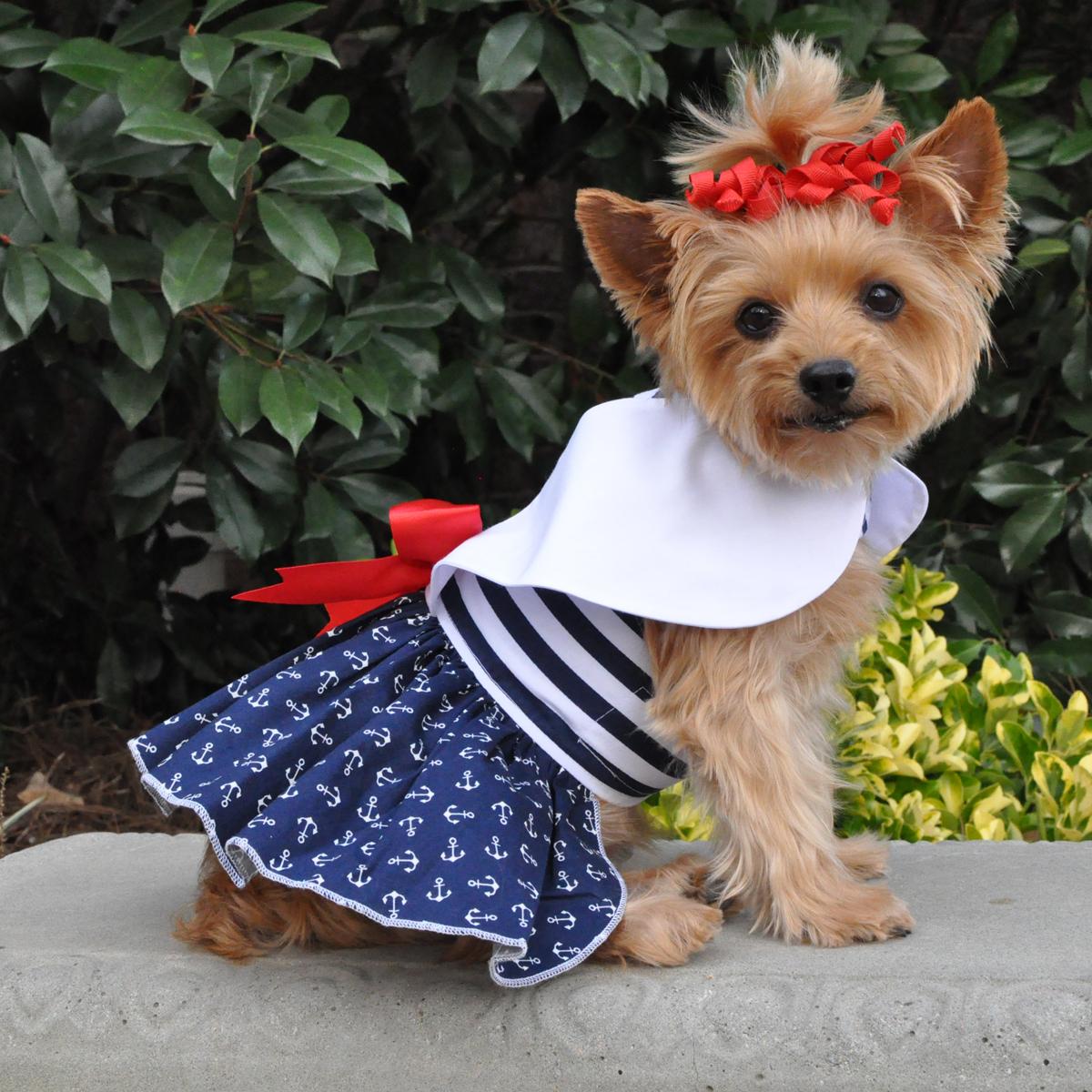Nautical Dog Dress with Matching Leash by Doggie Design