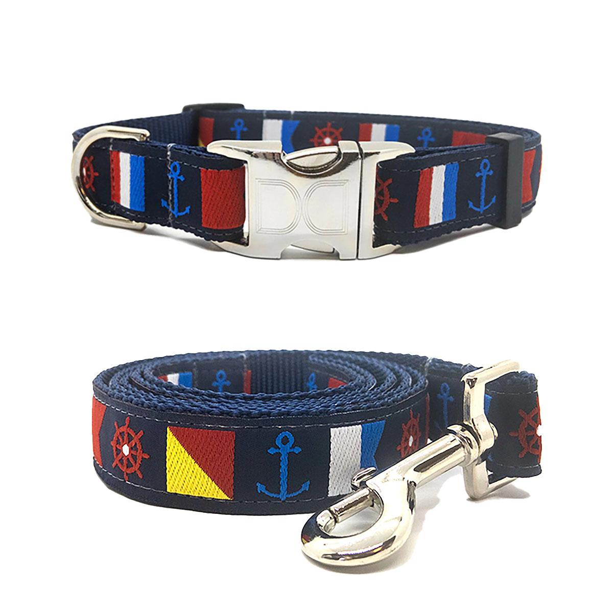 Diva Dog Nautical Flags Dog Collar and Leash Set