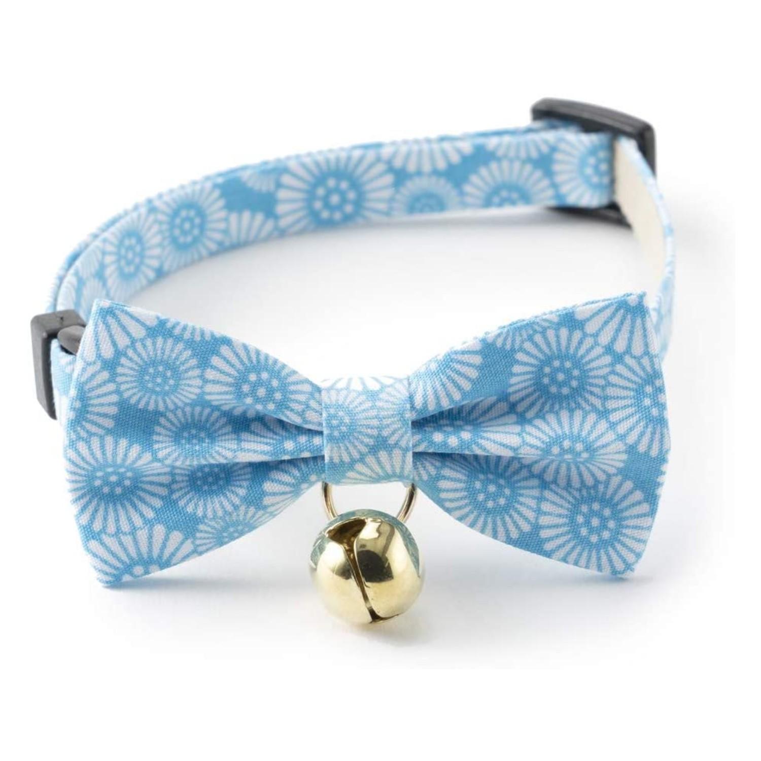 Necoichi Kiku Ribbon Bow Tie Cat Collar - Baby Blue