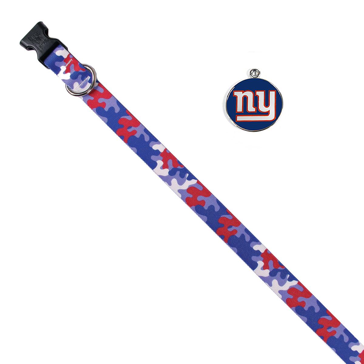New York Giants Team Camo Dog Collar and Tag by Yellow Dog