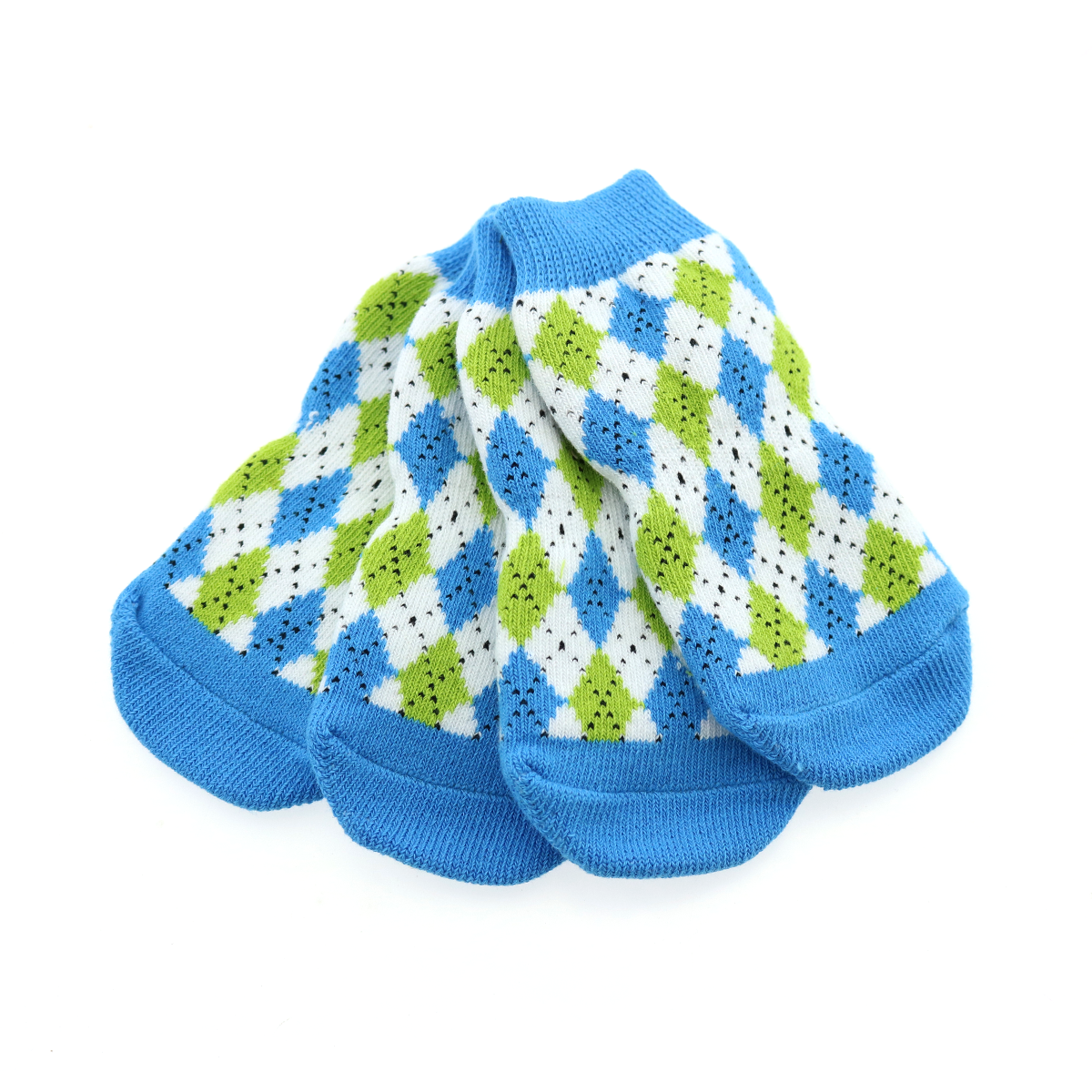 Non-Skid Dog Socks by Doggie Design - Blue and Green Argyle