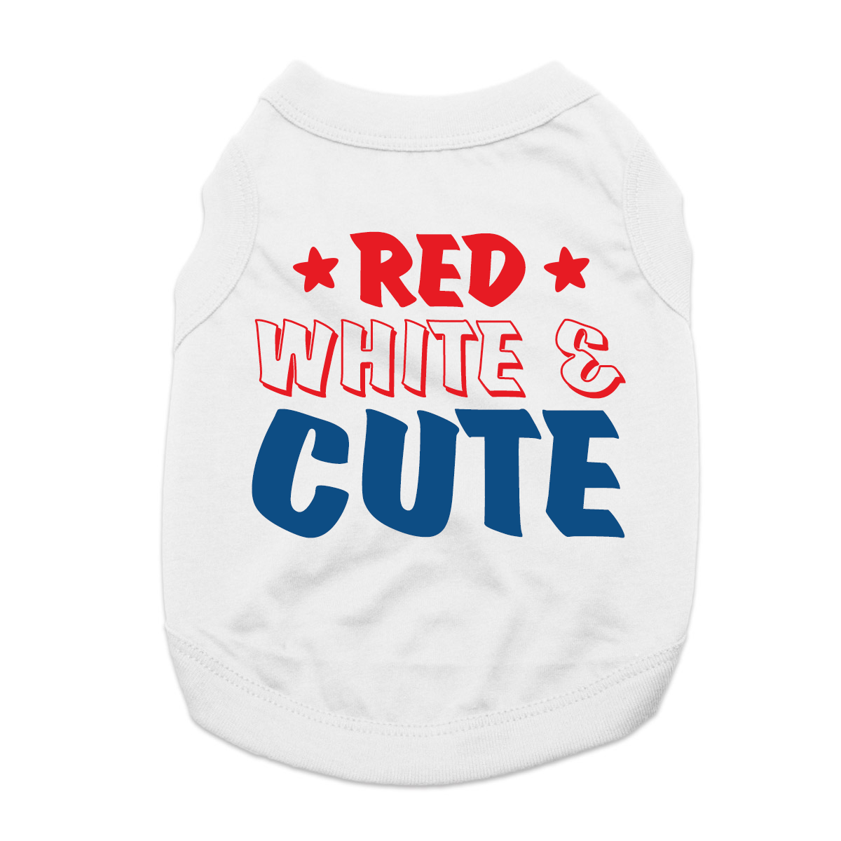 Red, White & Cute Dog Shirt - White