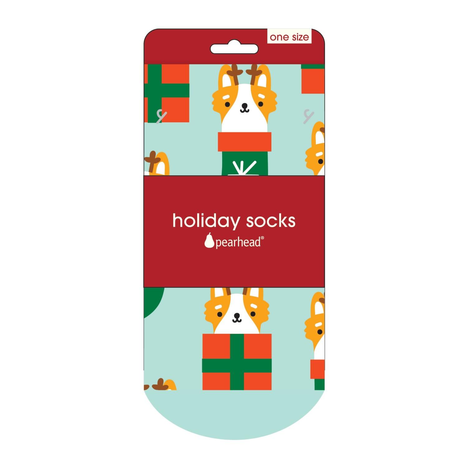 Pearhead Holiday Human Socks - Holiday Corgis