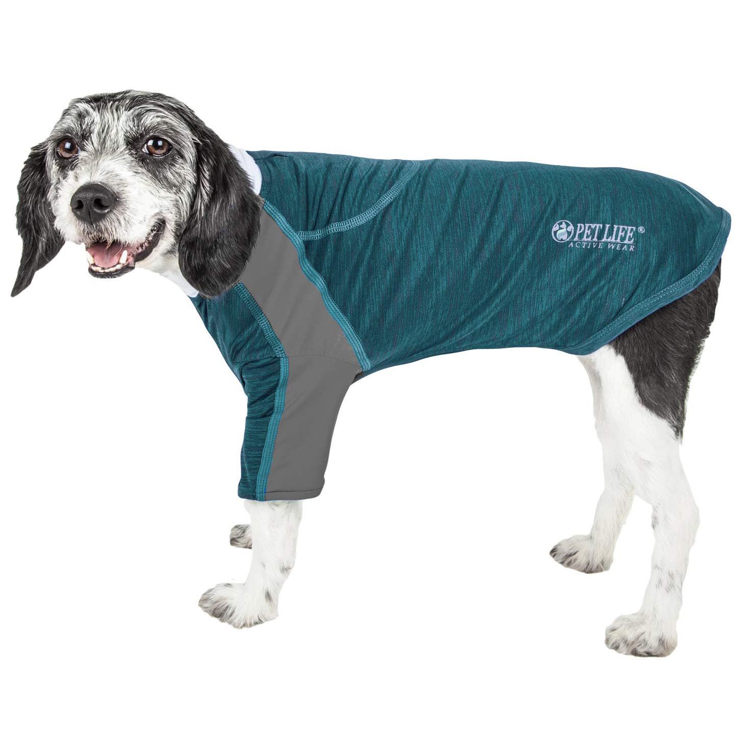 Pet Life ACTIVE Chewitt Wagassy Performance Long Sleeve Dog T-Shirt - Teal