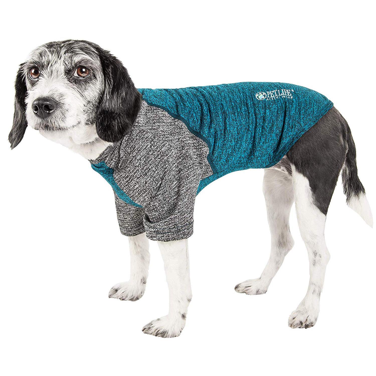 Pet Life ACTIVE Hybreed Two-Toned Performance Dog T-Shirt - Teal and Gray