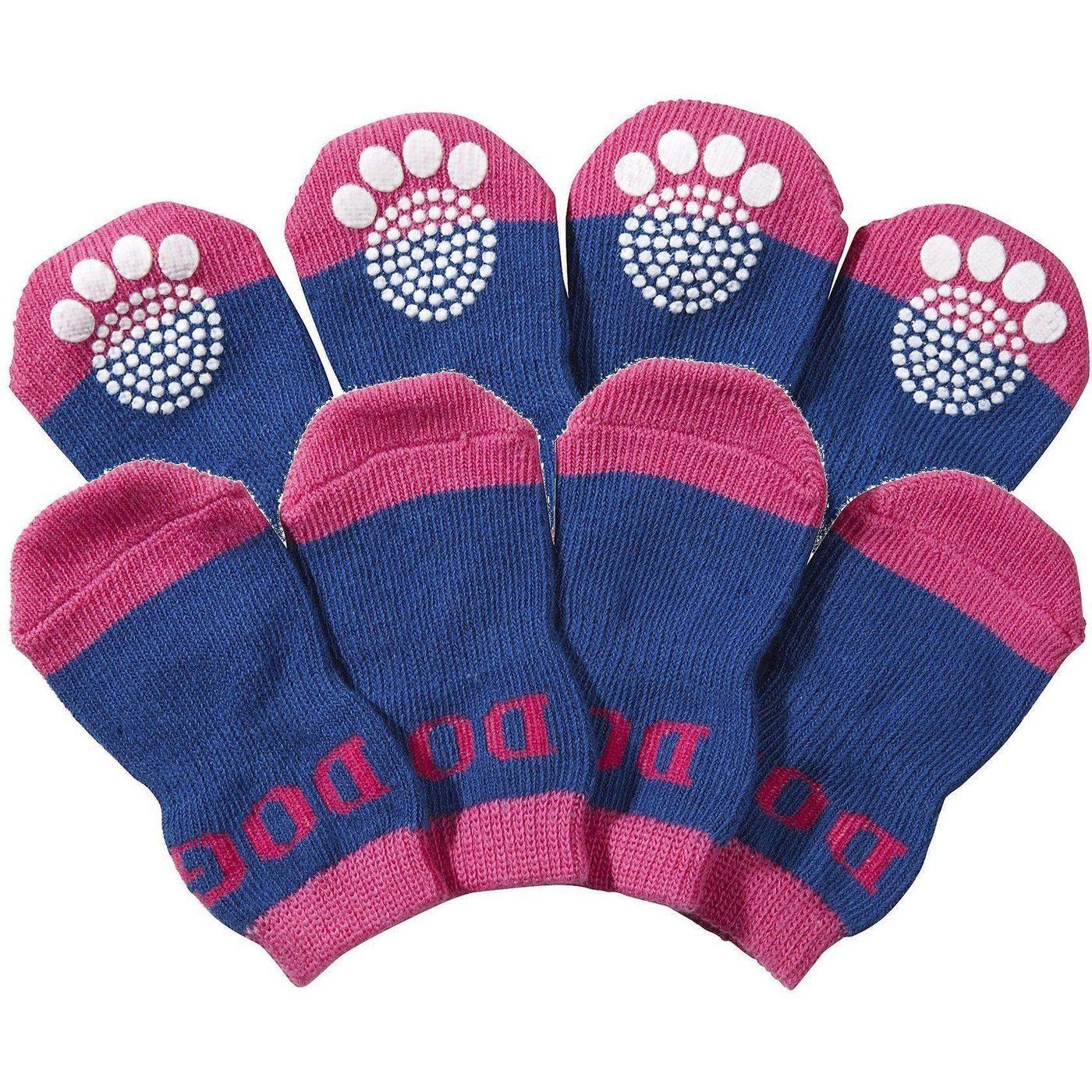 Pet Life Anti-Slip Rubberized Stretch Dog Socks - Purple & Blue