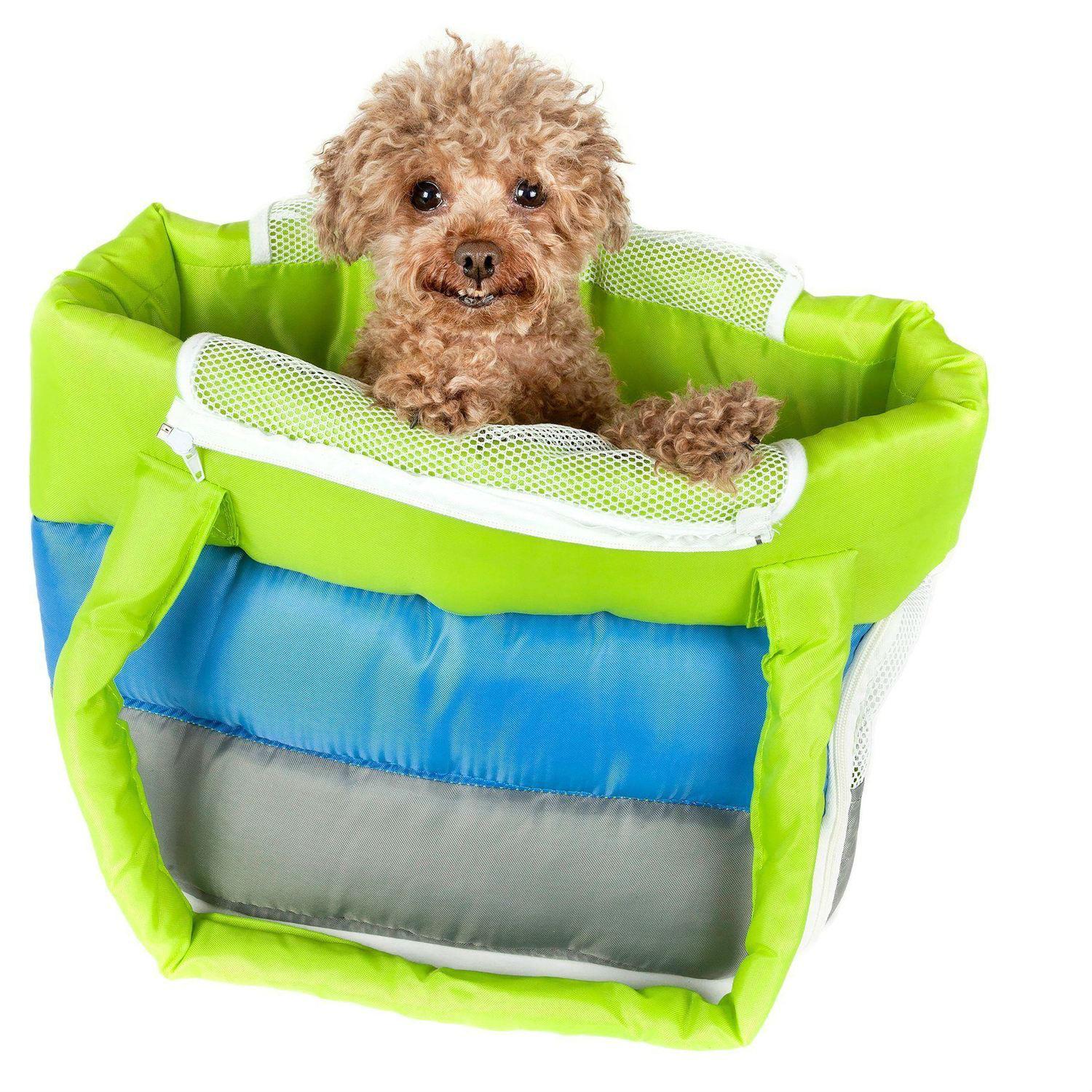 Pet Life Bubble-Poly Tri-Colored Insulated Pet Carrier - Green, Blue, and Gray