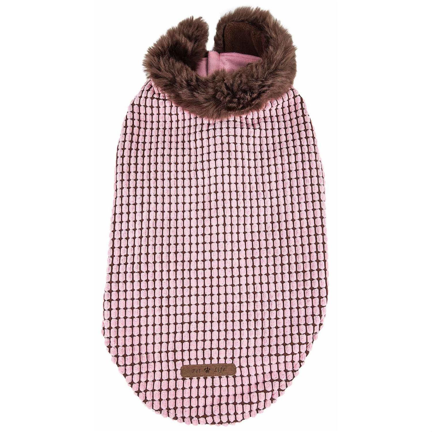Pet Life Luxe Beautifur Boxed Pink and Brown Mink Fur Dog Coat