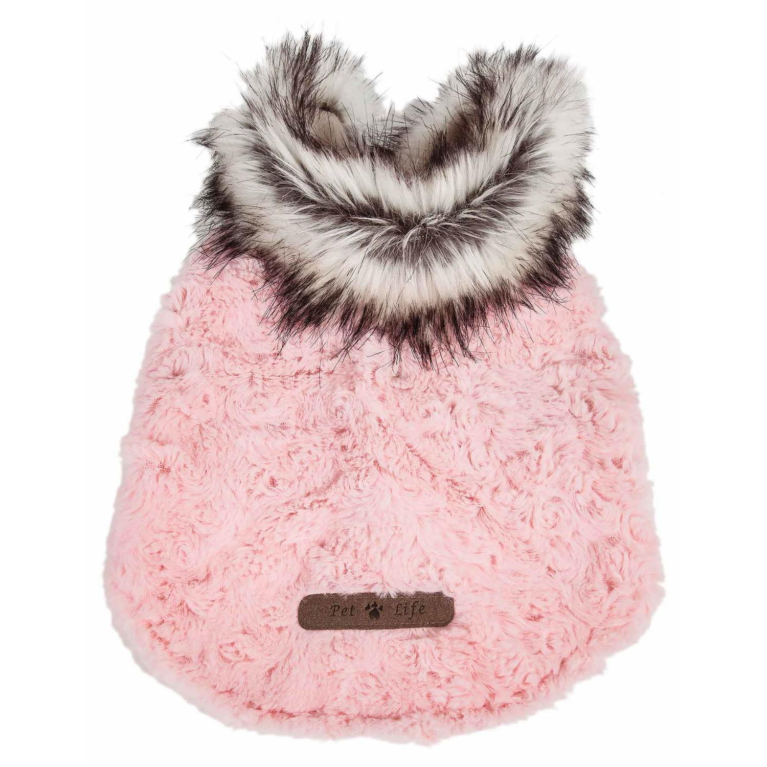 Pet Life Luxe Pinkachew Light Pink Mink Fur Dog Coat